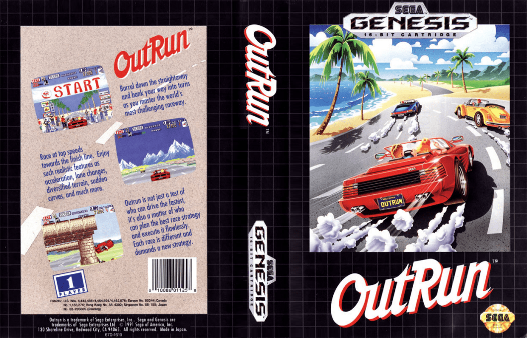 OutRun [US,EU] segaMD 1991 Box Art