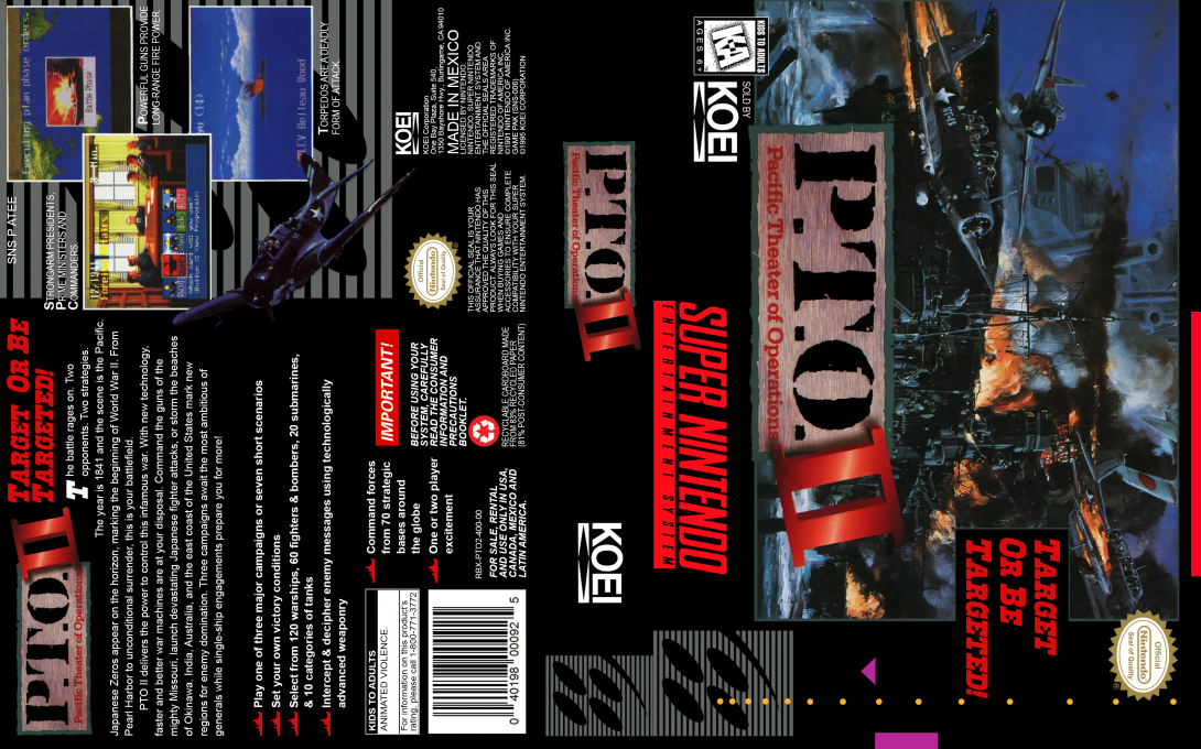 P.T.O. II : Pacific Theater of Operations [US] snes 1995 Box Art