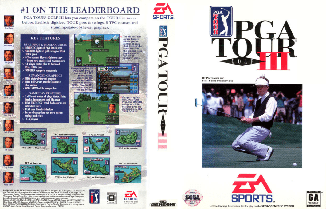 PGA Tour Golf III [US,EU] segaMD 1994 Box Art