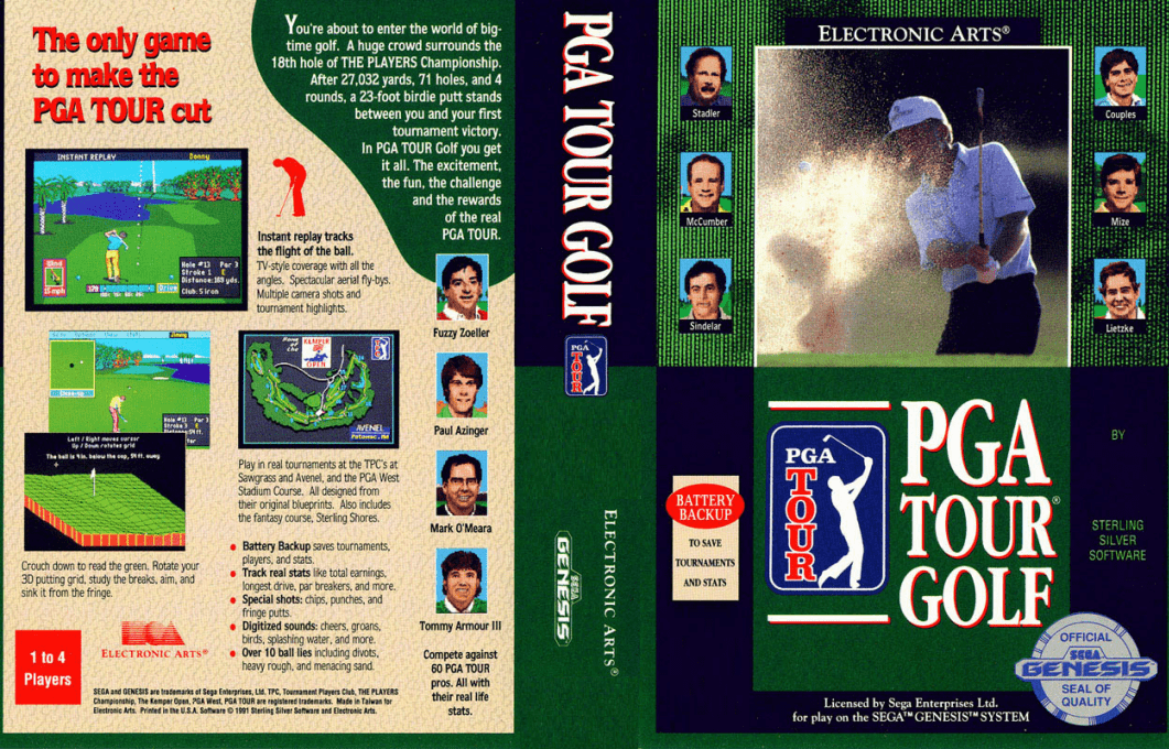 PGA Tour Golf [US,EU] segaMD 1991 Box Art