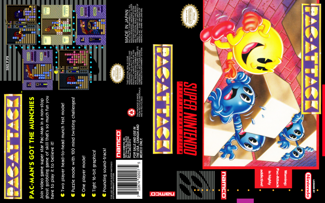 Pac-Attack [US] snes 1993 Box Art