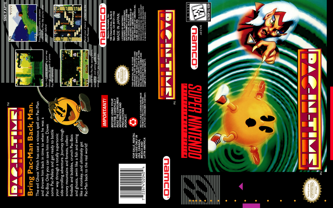 Pac-In-Time [US] snes 1995 Box Art