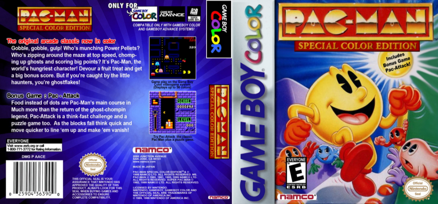 Pac-Man : Special Color Edition [US] gbc 1999 Box Art