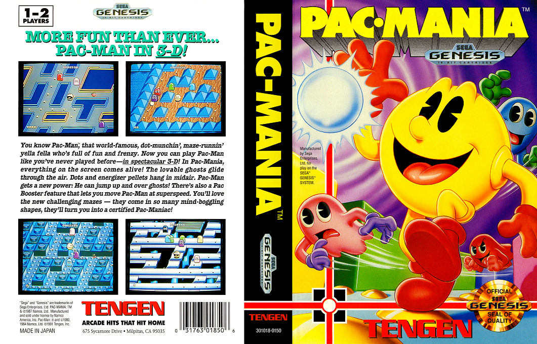 Pac-Mania [US,EU] segaMD 1991 Box Art