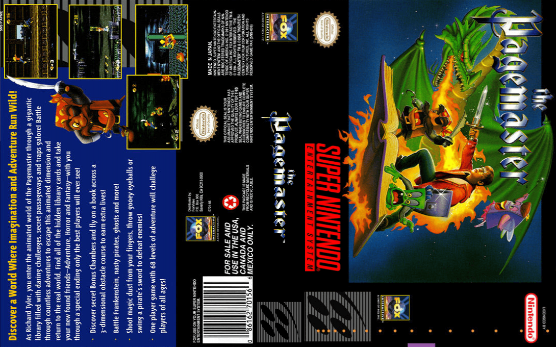 The Pagemaster [US] snes 1994 Box Art