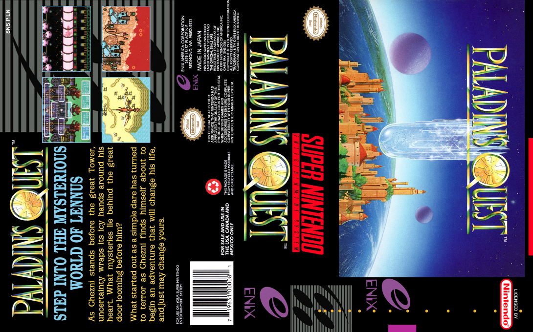 Paladin’s Quest [US] snes 1993 Box Art