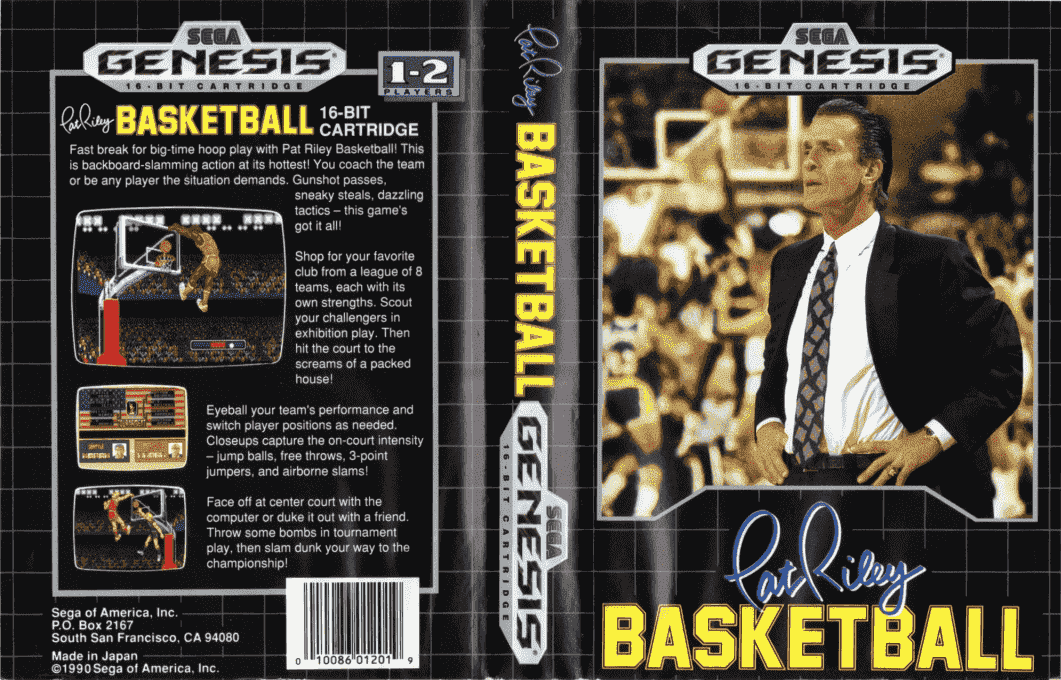 Pat Riley Basketball [US] segaMD 1990 Box Art