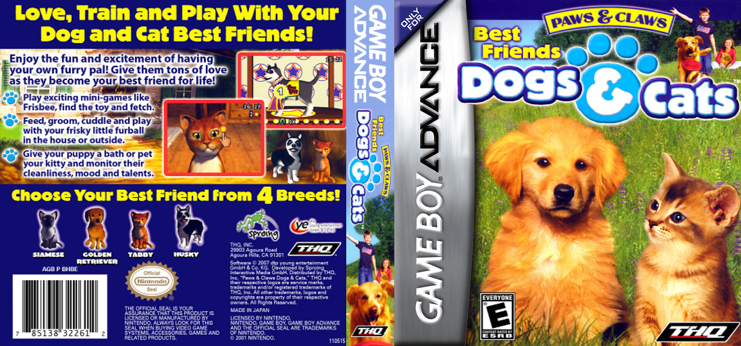 Paws & Claws : Best Friends, Dogs & Cats [US] gba 2007 Box Art