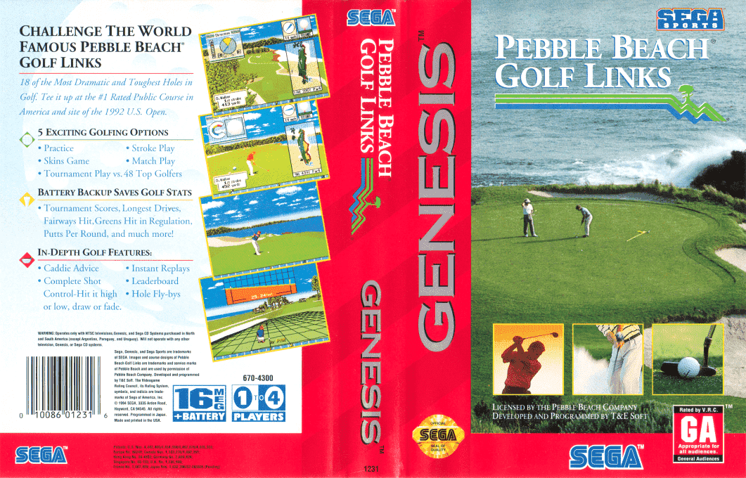 Pebble Beach Golf Links [US] segaMD 1994 Box Art