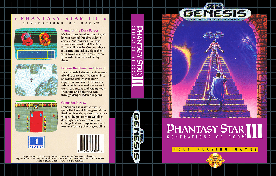 Phantasy Star III : Generations of Doom [US,EU,KR] segaMD 1991 Box Art