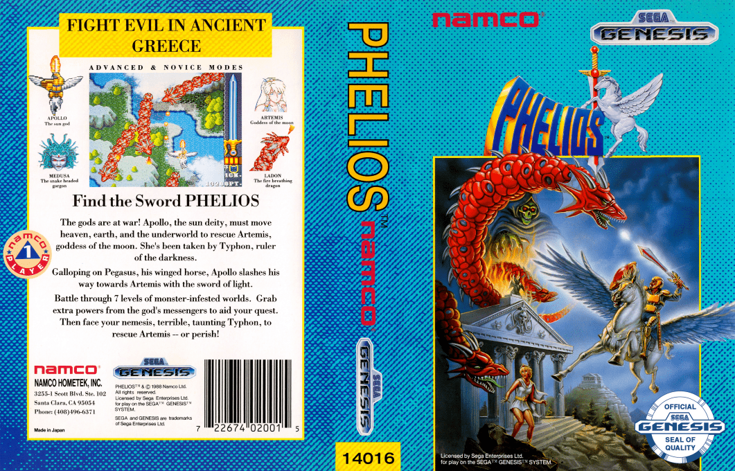 Phelios [US] segaMD 1990 Box Art