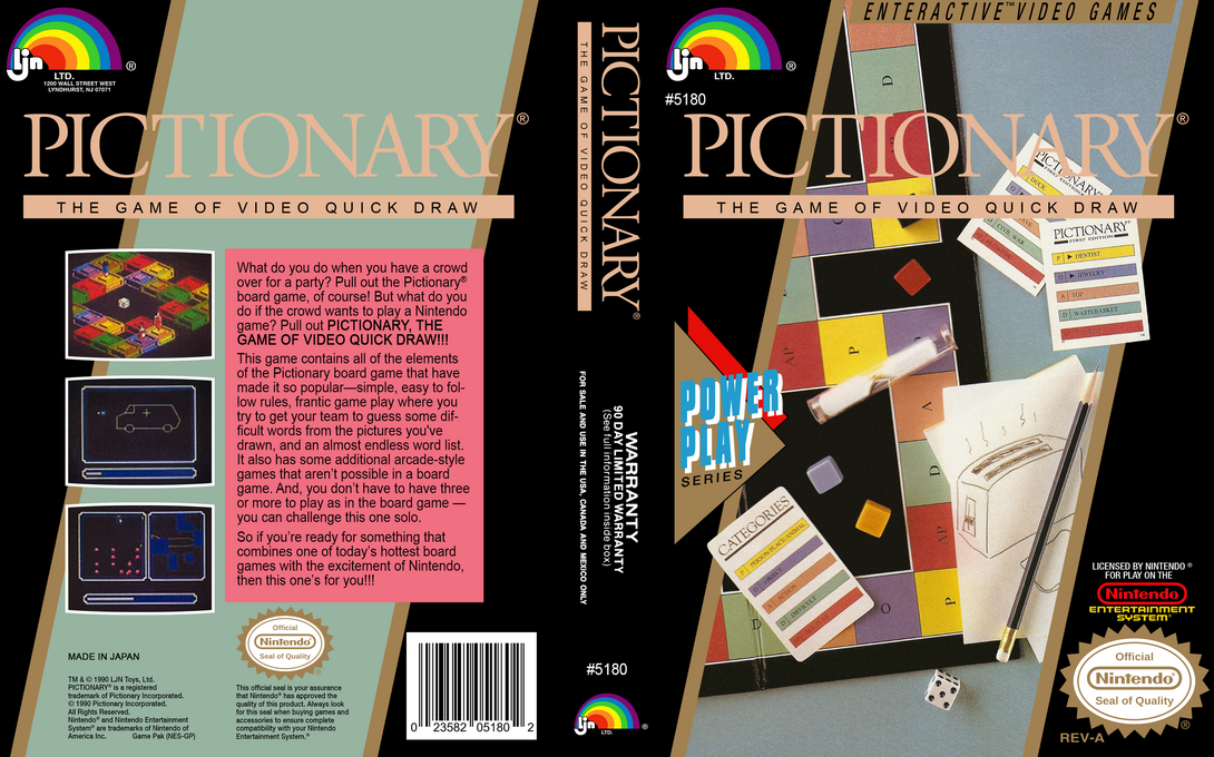 Pictionary : The Game of Video Quick Draw [US] nes 1990 Box Art