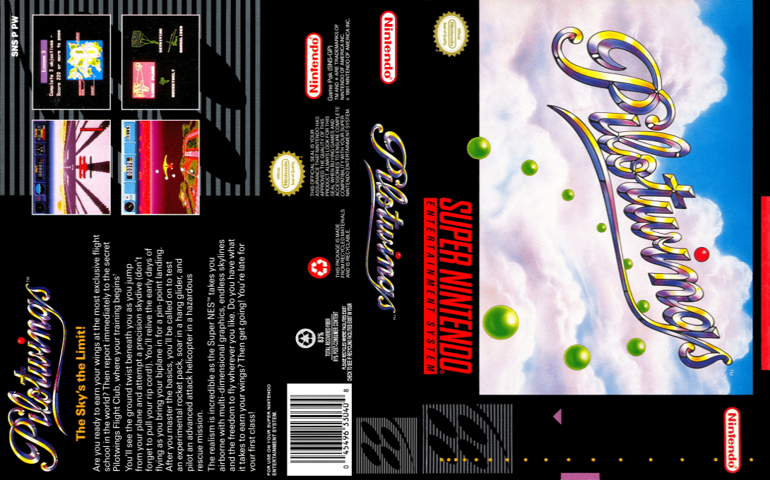 Pilotwings [US] snes 1991 Box Art