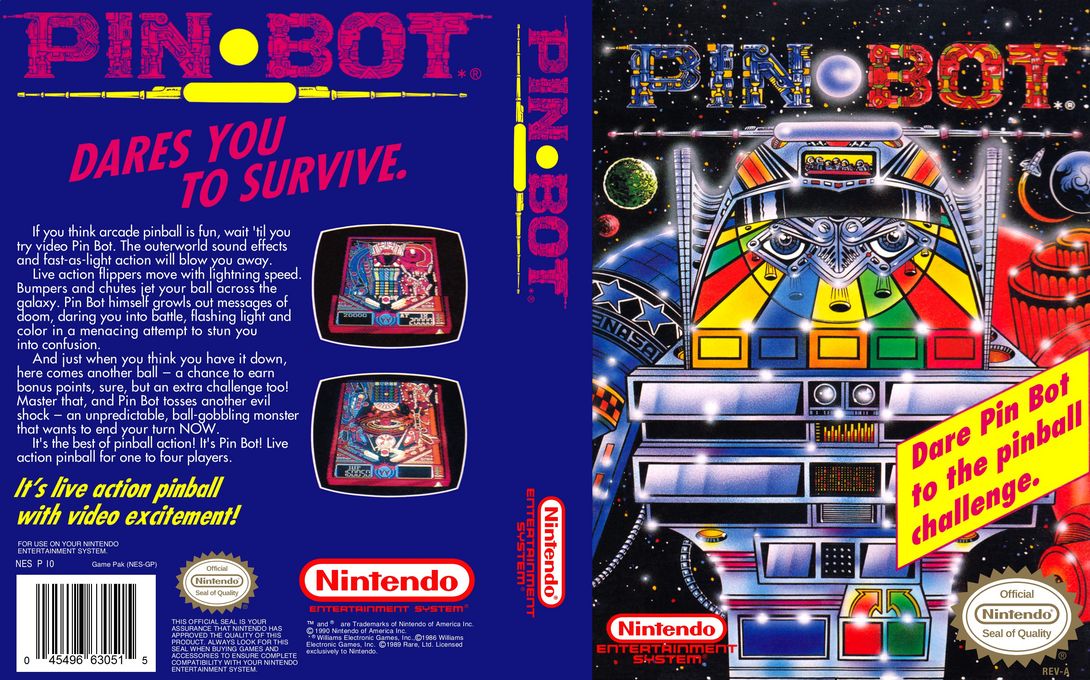 Pin Bot [US] nes 1990 Box Art