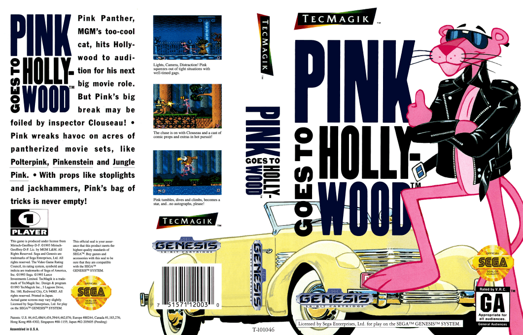 Pink Goes to Hollywood [US,EU] segaMD 1993 Box Art