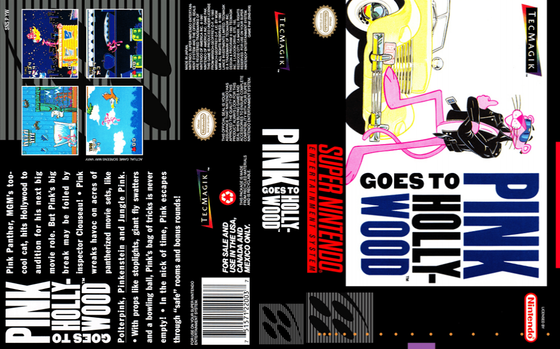 Pink Goes to Hollywood [US] snes 1993 Box Art