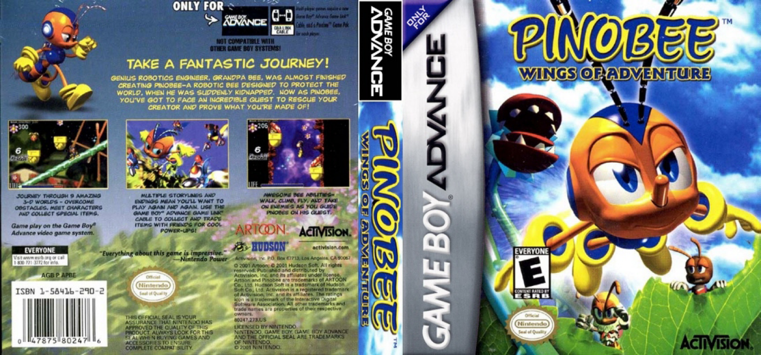 Pinobee : Wings of Adventure [US,EU] gba 2001 Box Art
