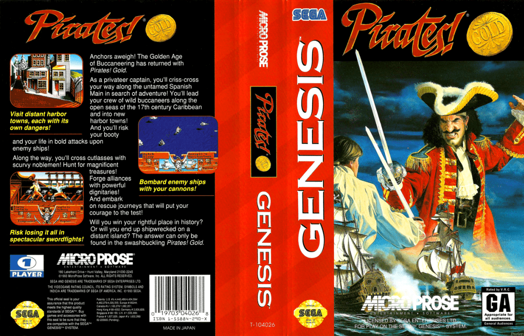 Pirates! Gold [US] segaMD 1993 Box Art