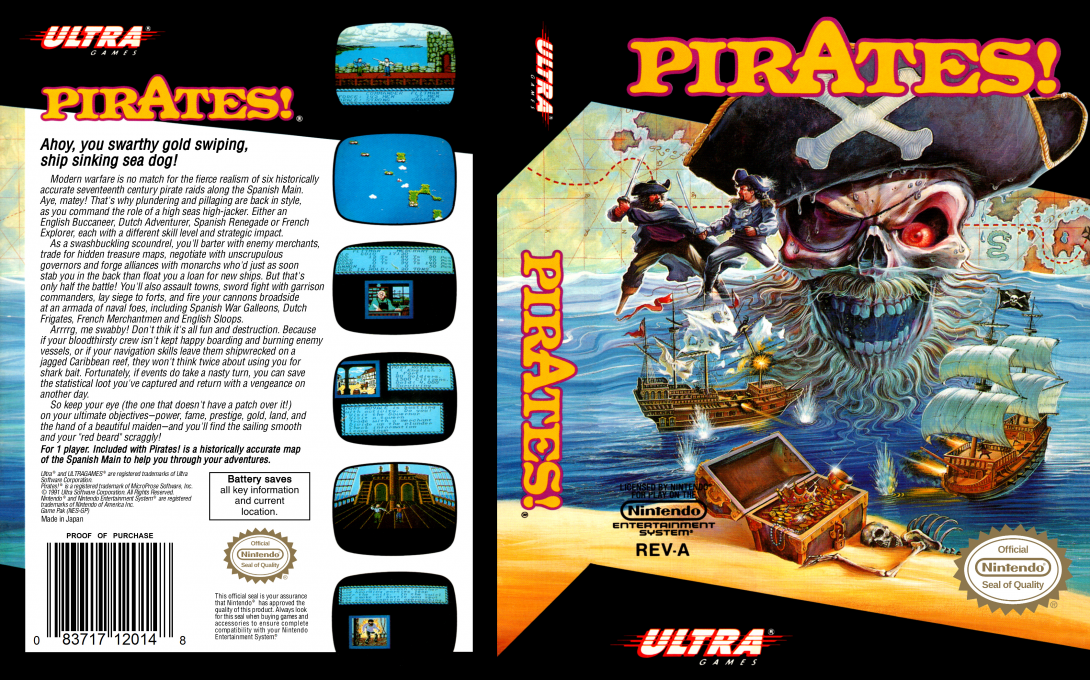 Pirates! [US] nes 1991 Box Art