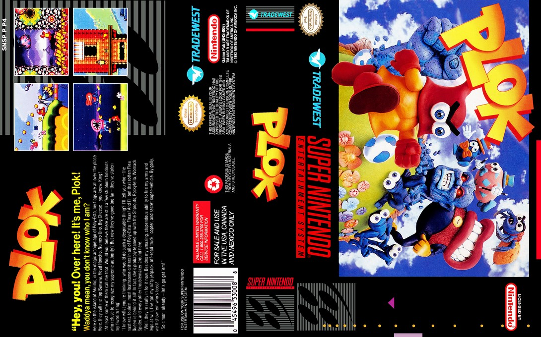 Plok [US] snes 1993 Box Art