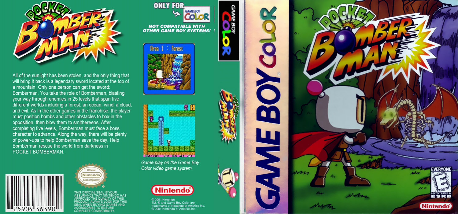 Pocket Bomberman [US,EU] gbc 1998 Box Art