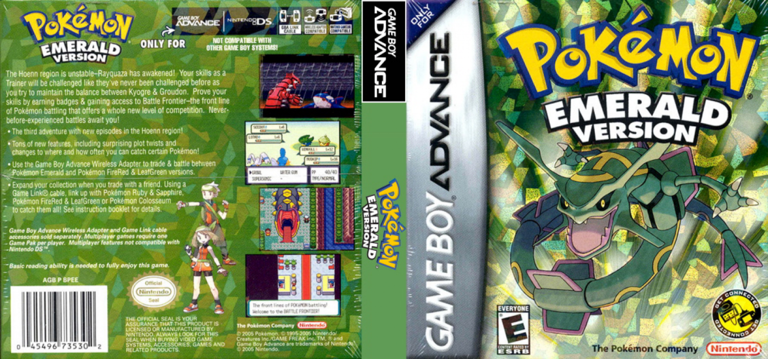 Pokémon Emerald Version [US,EU] gba 2005 Box Art