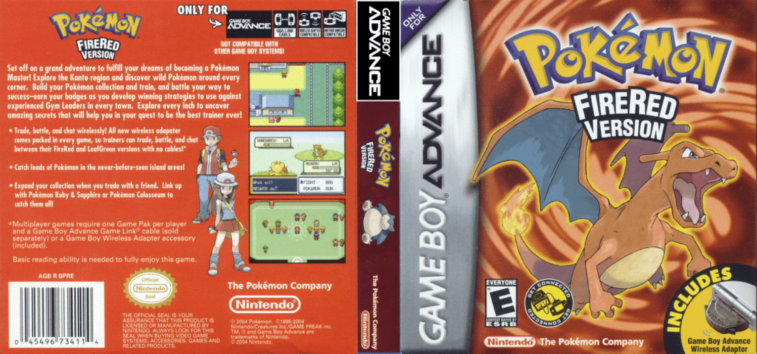 Pokémon FireRed Version [US,EU] gba 2004 Box Art