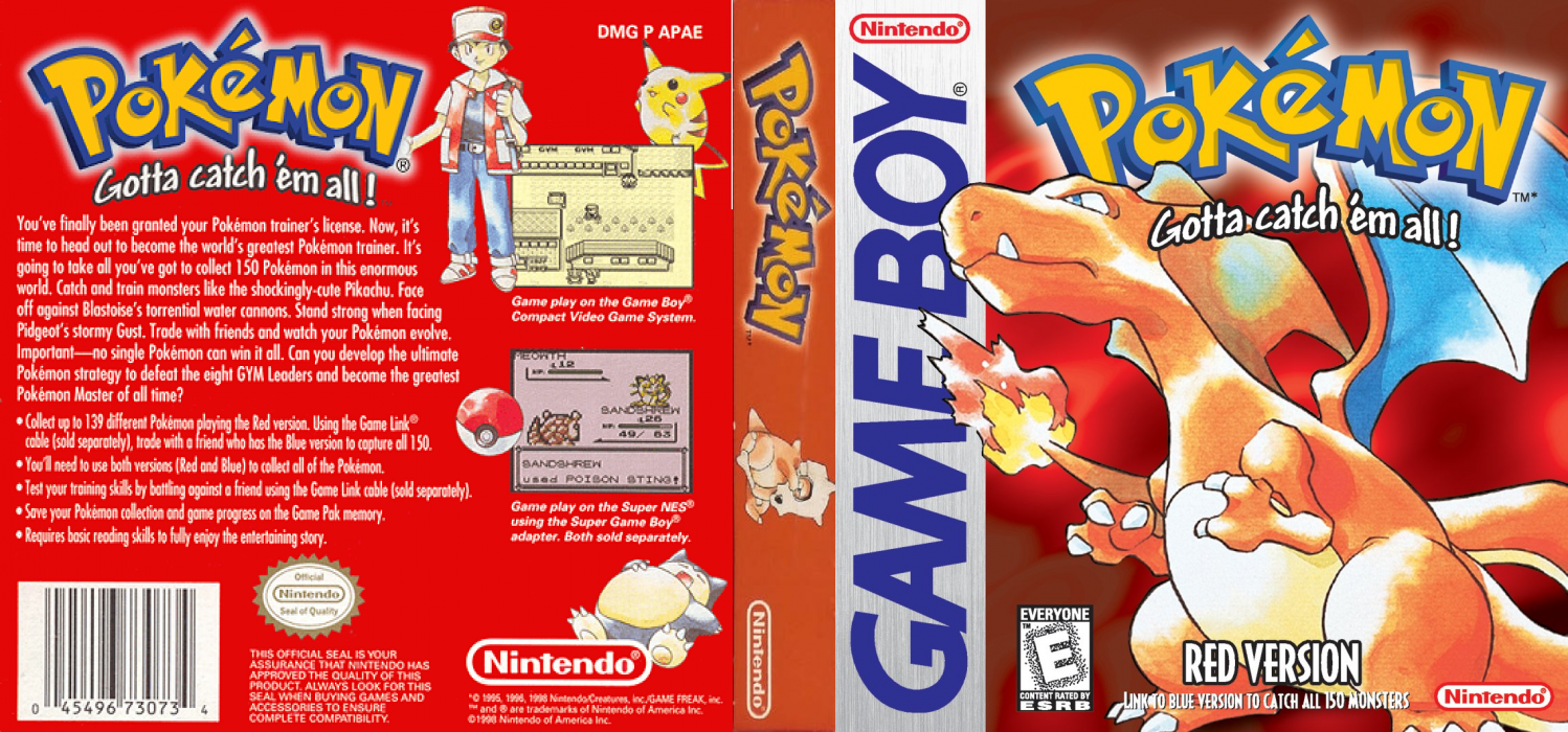 Pokémon Red Version [US,EU] gb 1998 Box Art