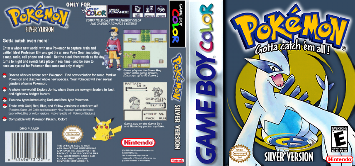 Pokémon Silver Version [US,EU] gbc 2000 Box Art