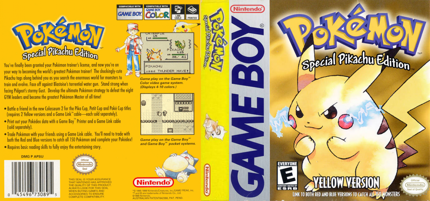 Pokémon Yellow Special Pikachu Edition [US,EU] gb 1999 Box Art