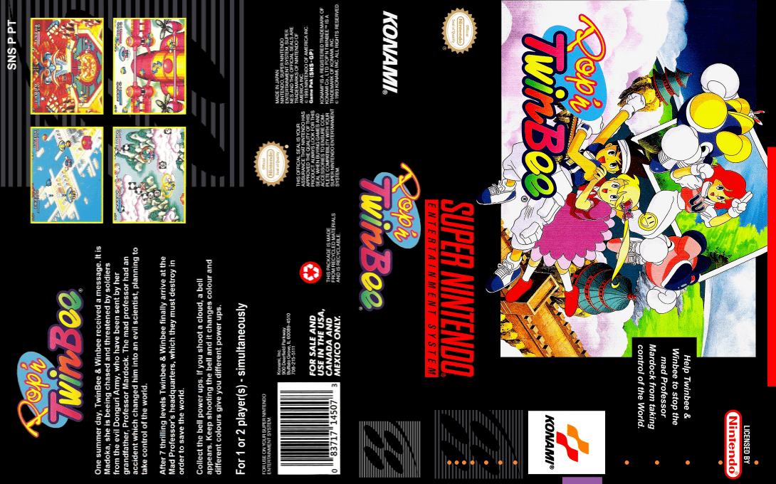 Pop’n TwinBee [US,EU] snes 1993 Box Art