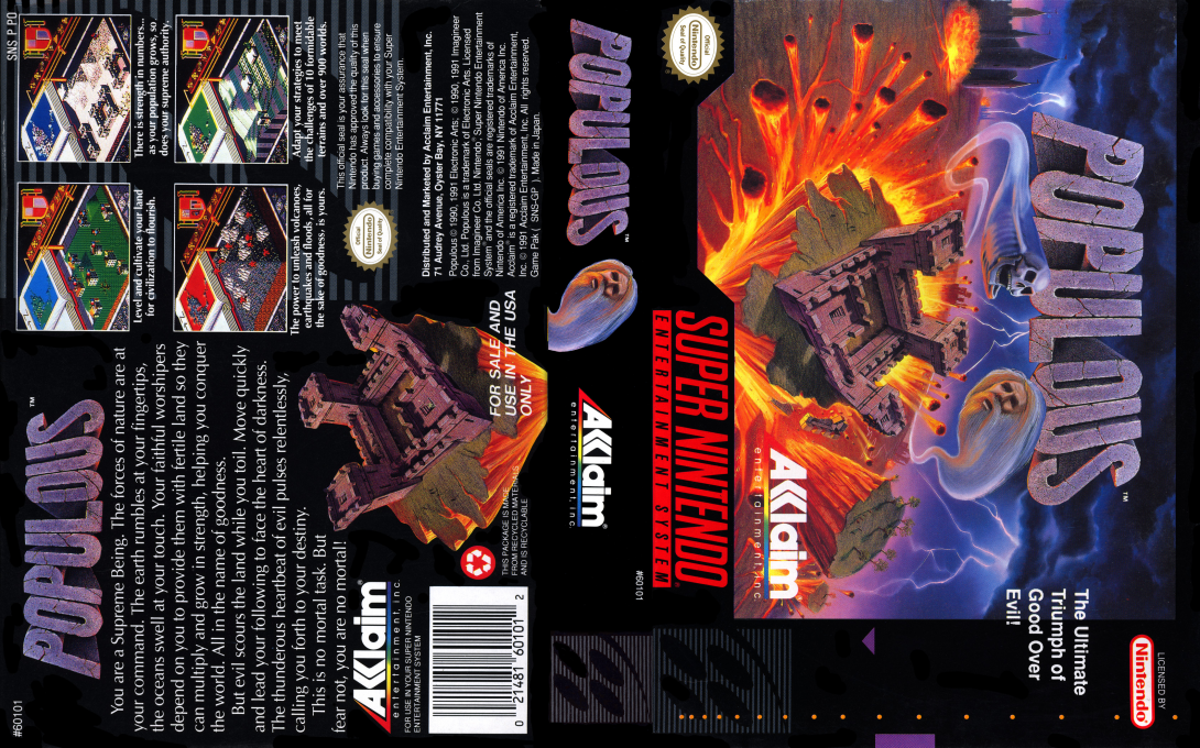 Populous [US] snes 1991 Box Art