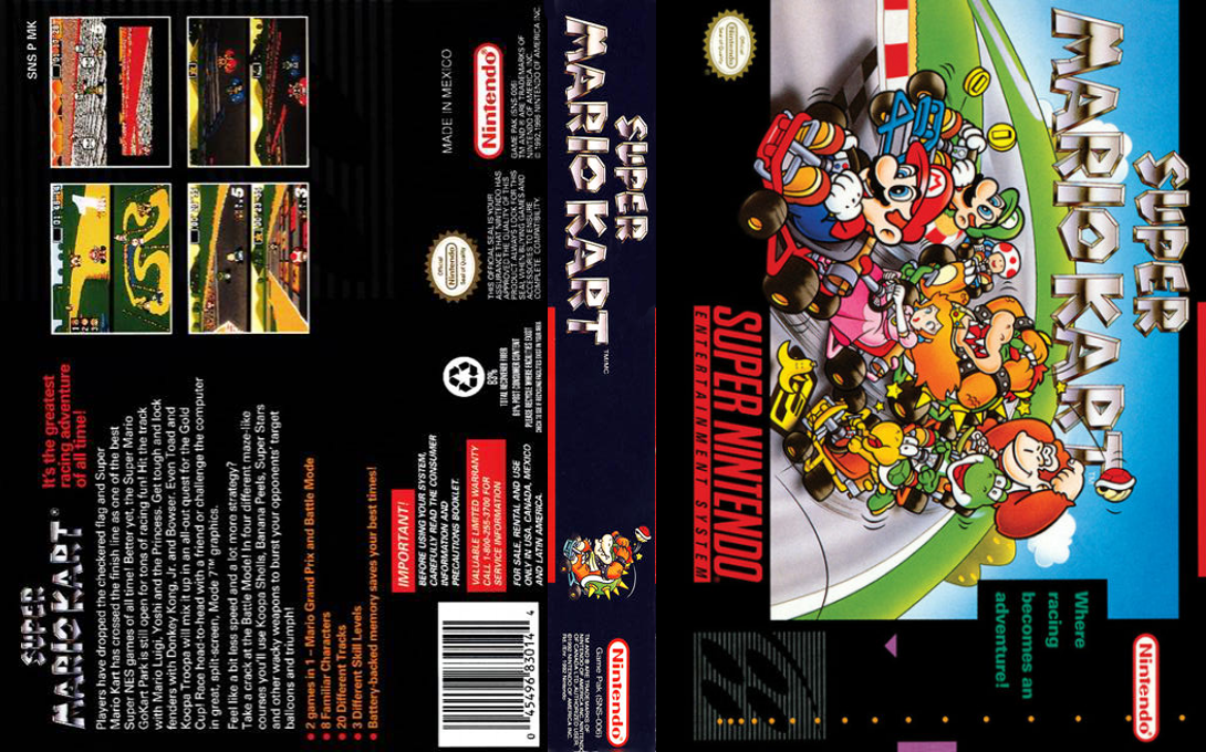 Super Mario Kart [US] snes 1992 Box Art