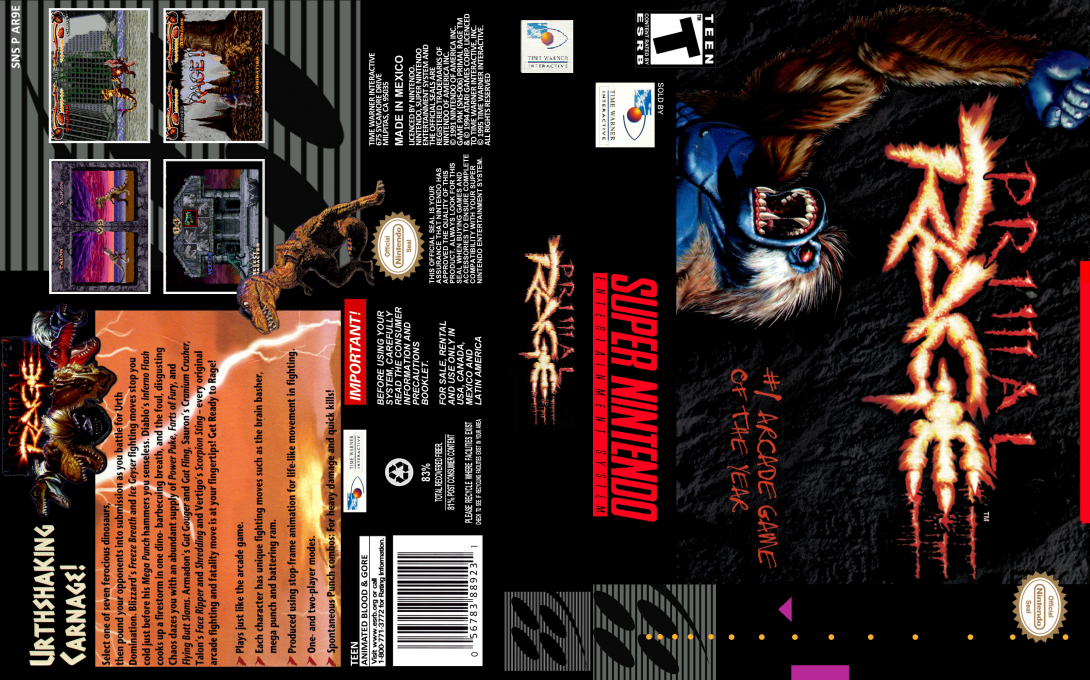 Primal Rage [US] snes 1995 Box Art