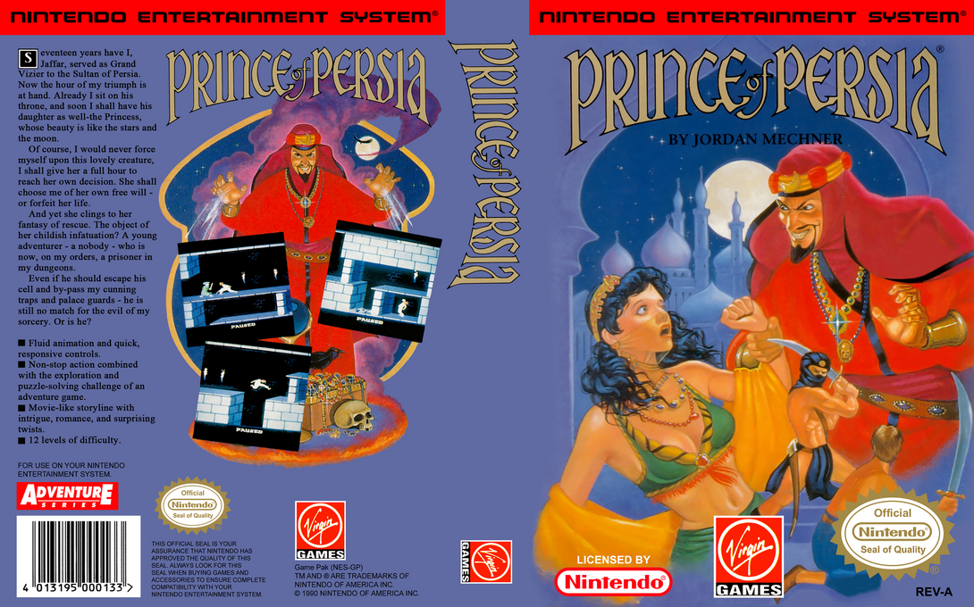 Prince of Persia [US] nes 1992 Box Art
