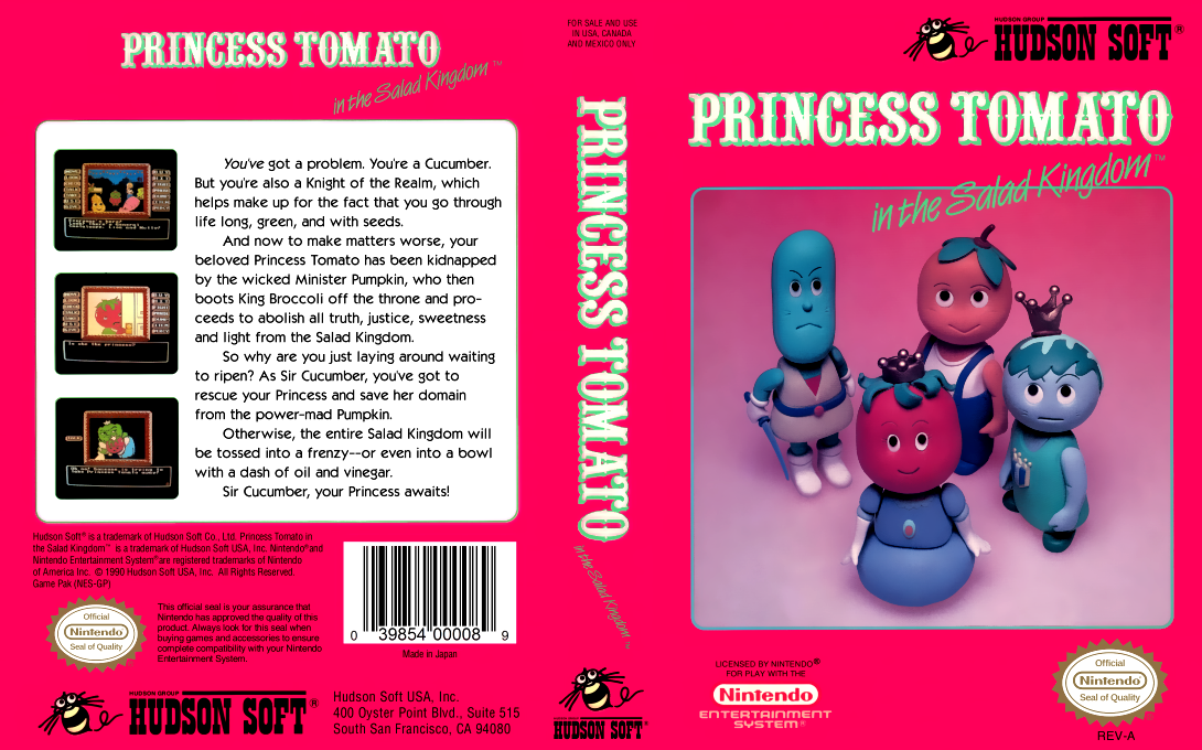 Princess Tomato in the Salad Kingdom [US] nes 1991 Box Art