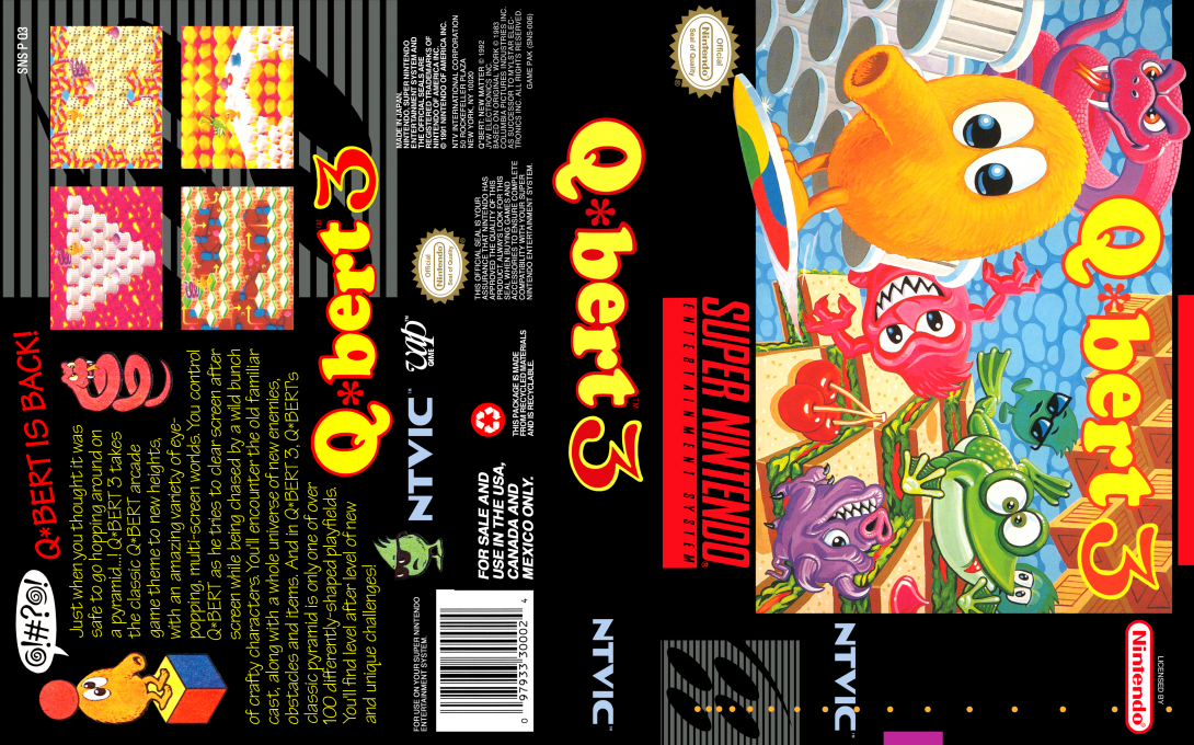 Q*bert 3 [US] snes 1992 Box Art