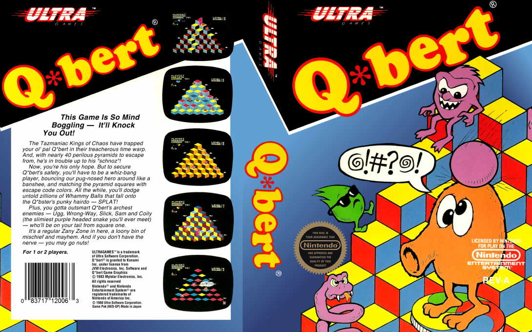 Q*bert [US] nes 1989 Box Art