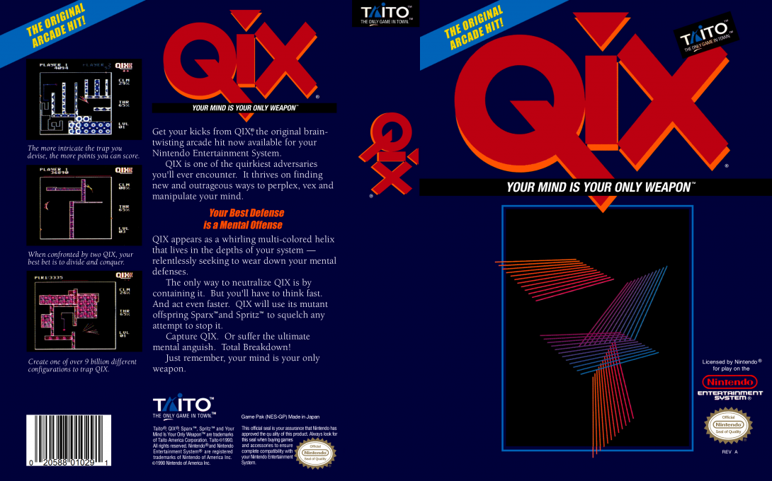 QIX [US] nes 1991 Box Art