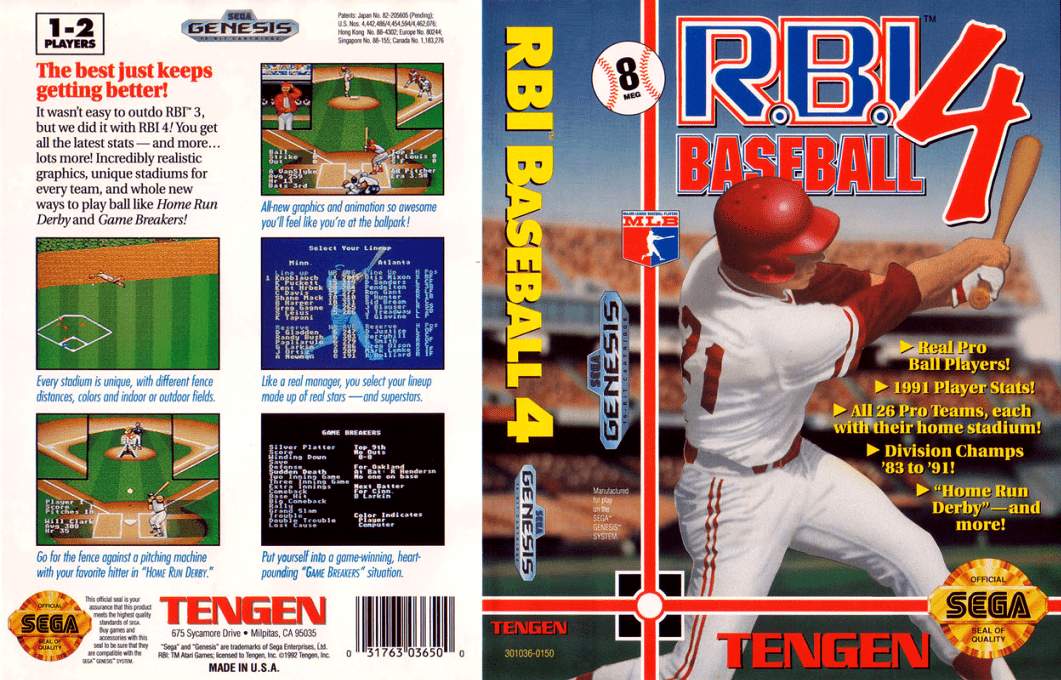 R.B.I. Baseball 4 [US] segaMD 1992 Box Art