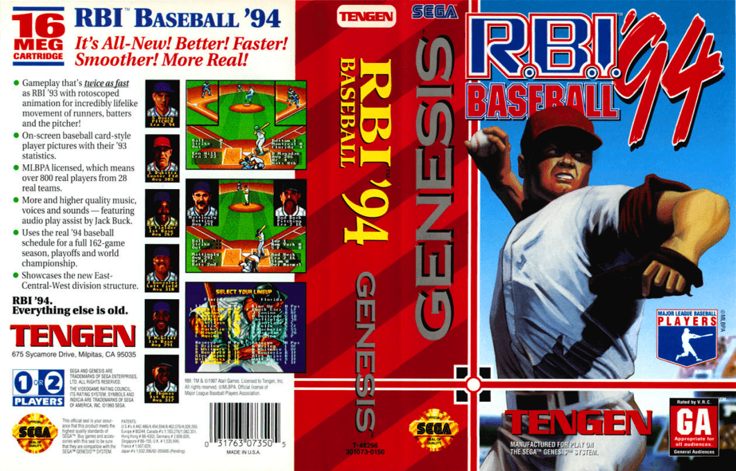 R.B.I. Baseball ’94 [US,EU] segaMD 1994 Box Art