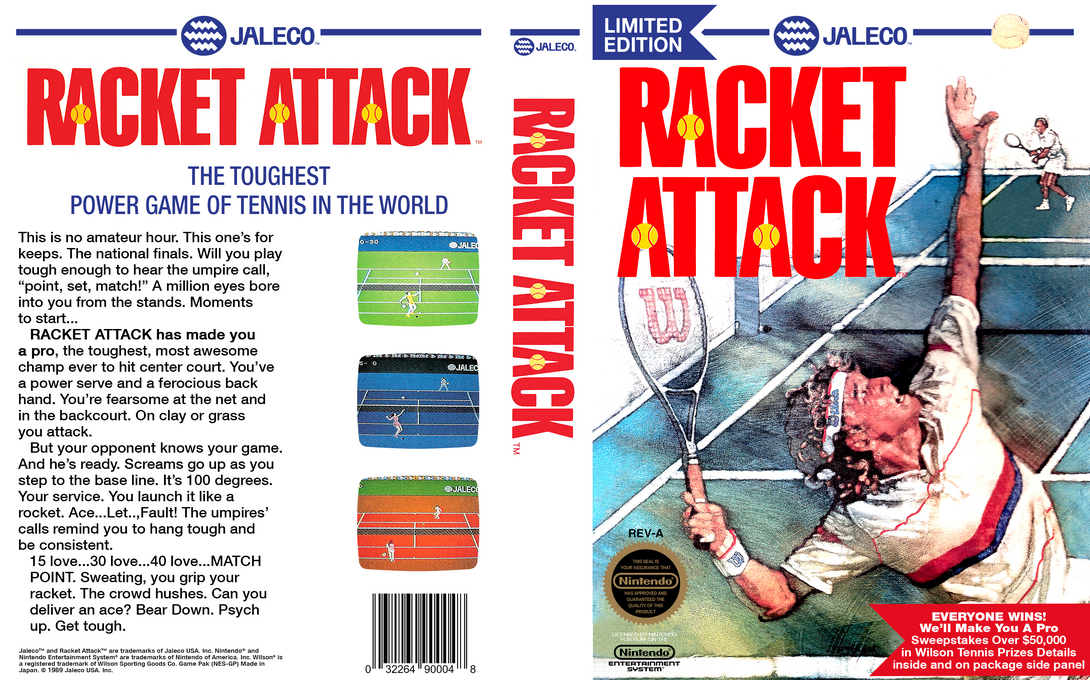 Racket Attack [US] nes 1988 Box Art