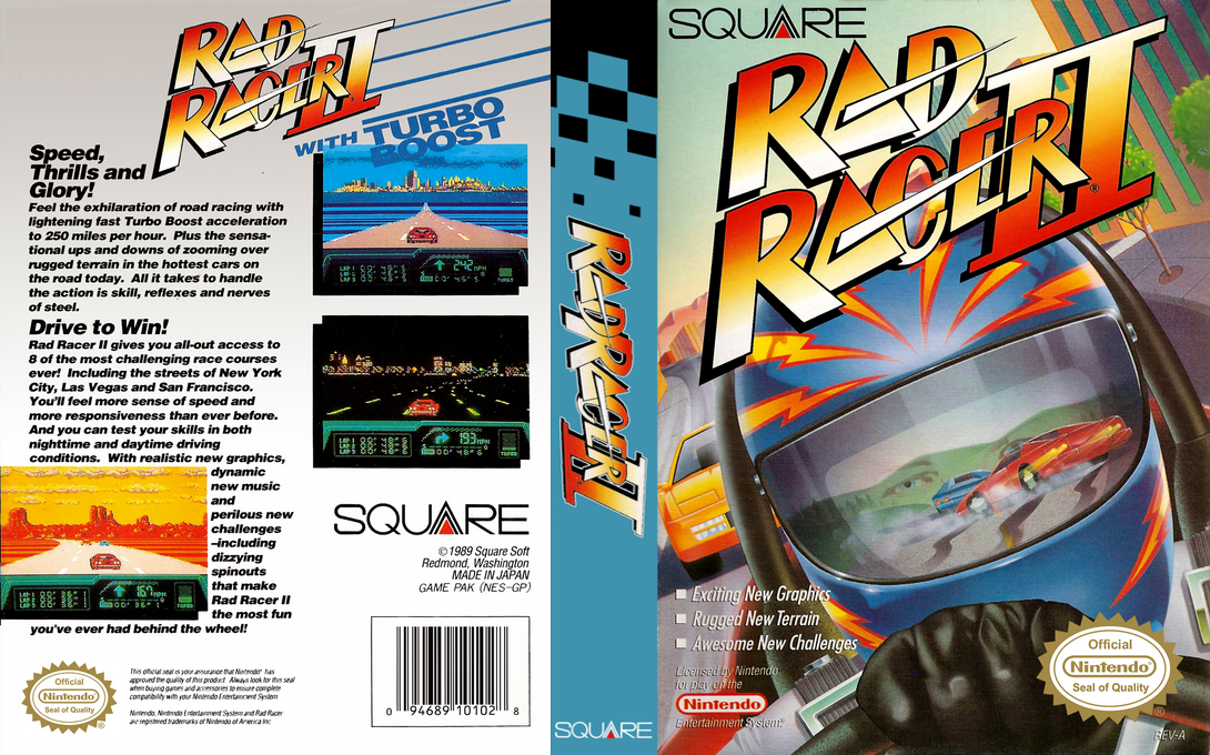 Rad Racer II [US] nes 1990 Box Art