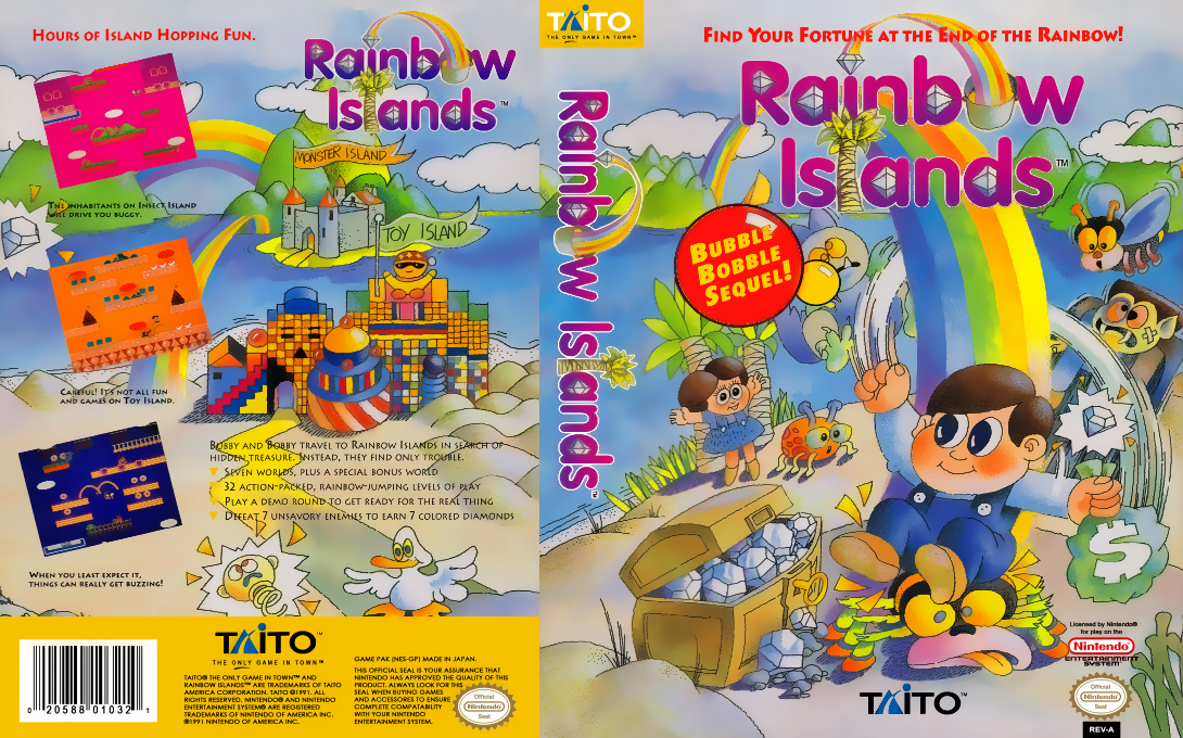 Rainbow Islands [US] nes 1991 Box Art