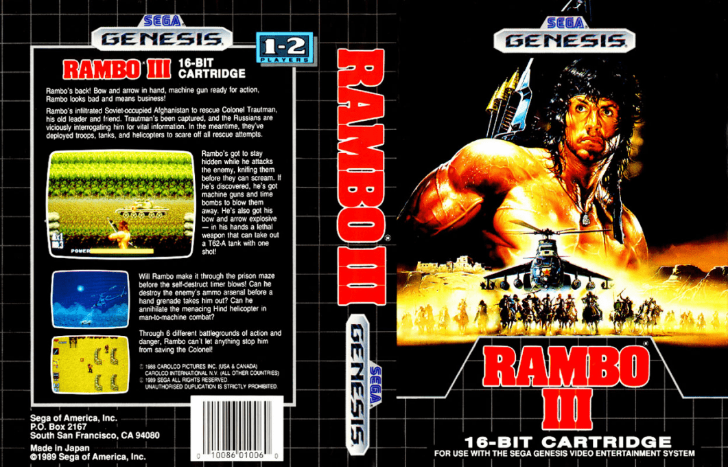 Rambo III [US,EU,KR] segaMD 1989 Box Art