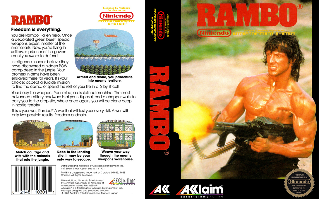 Rambo [US] nes 1988 Box Art