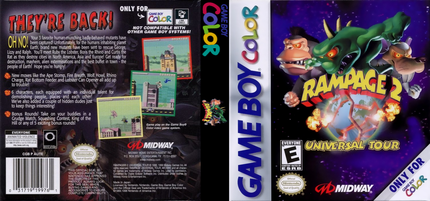 Rampage 2: Universal Tour [US,EU] gbc 1999 Box Art