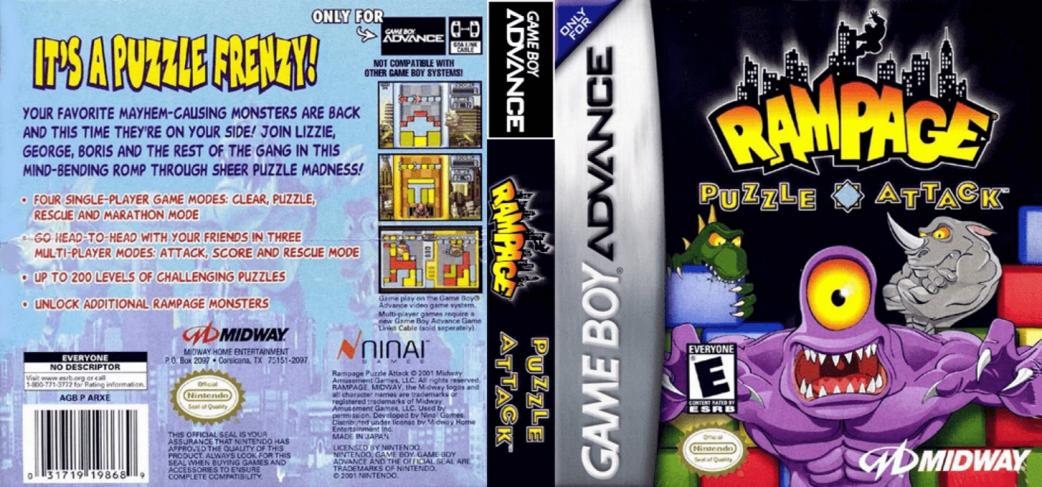 Rampage : Puzzle Attack [US,EU] gba 2001 Box Art