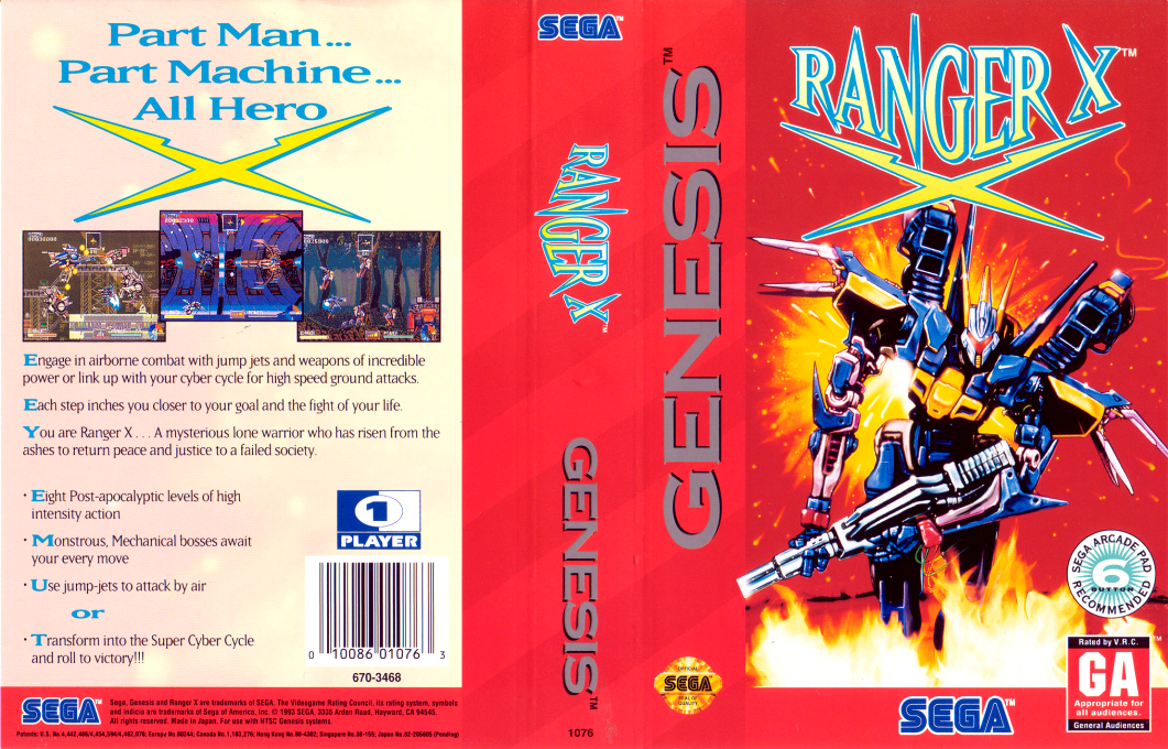 Ranger X [US] segaMD 1993 Box Art