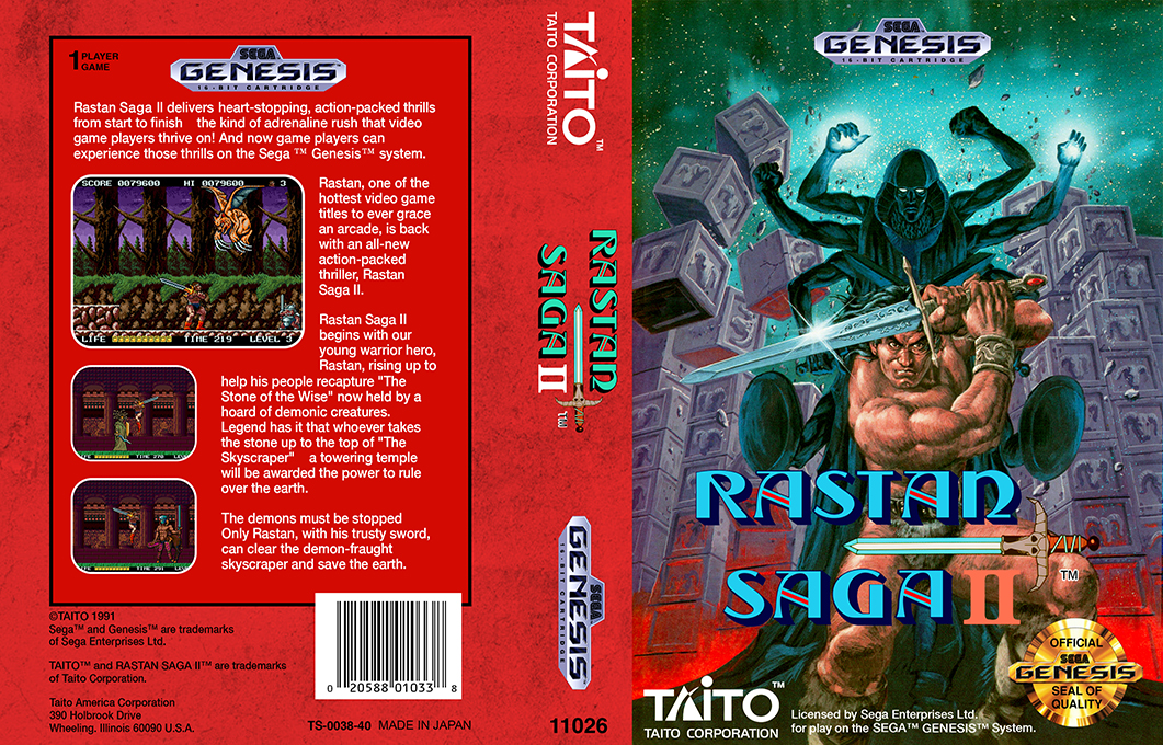 Rastan Saga II [US] segaMD 1991 Box Art